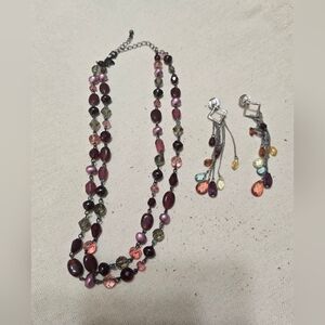 Lia Sophia "Picante" two-strand beaded necklace and Earrings Set